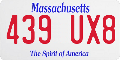 MA license plate 439UX8