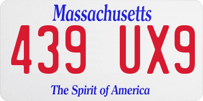 MA license plate 439UX9