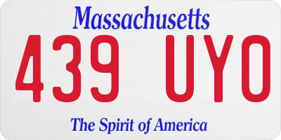 MA license plate 439UY0