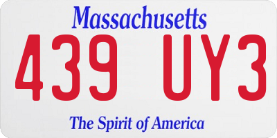 MA license plate 439UY3