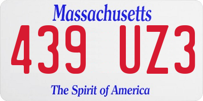 MA license plate 439UZ3