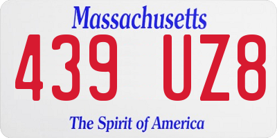 MA license plate 439UZ8