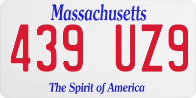 MA license plate 439UZ9