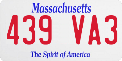 MA license plate 439VA3
