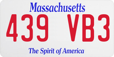 MA license plate 439VB3
