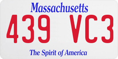 MA license plate 439VC3