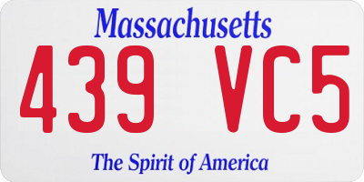 MA license plate 439VC5