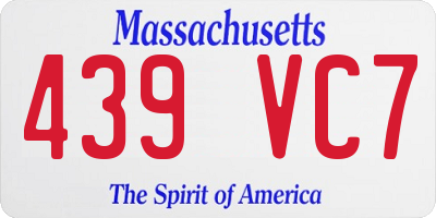 MA license plate 439VC7
