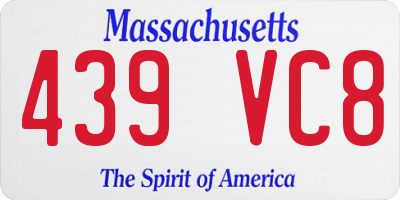 MA license plate 439VC8