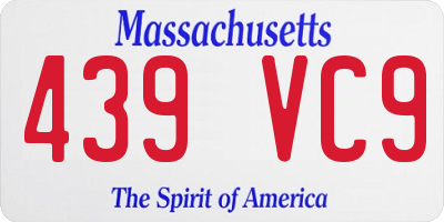 MA license plate 439VC9