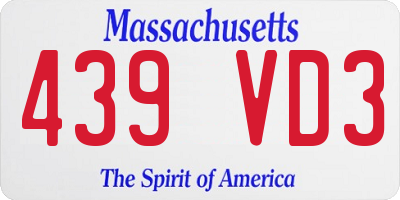 MA license plate 439VD3