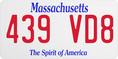 MA license plate 439VD8