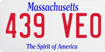 MA license plate 439VE0