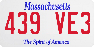 MA license plate 439VE3