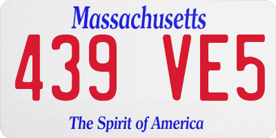 MA license plate 439VE5