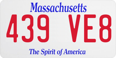 MA license plate 439VE8