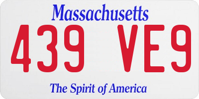 MA license plate 439VE9