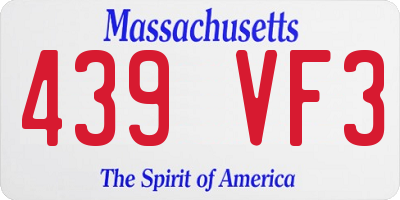 MA license plate 439VF3