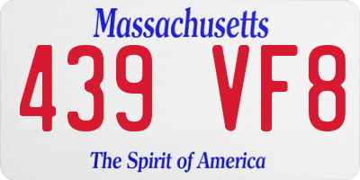 MA license plate 439VF8