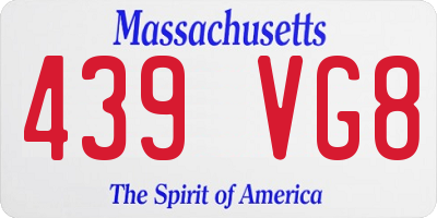 MA license plate 439VG8