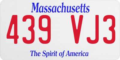 MA license plate 439VJ3