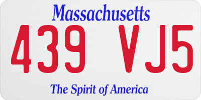 MA license plate 439VJ5