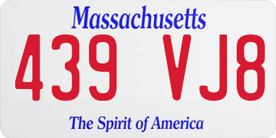 MA license plate 439VJ8