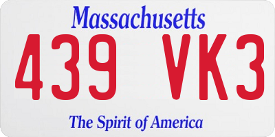 MA license plate 439VK3