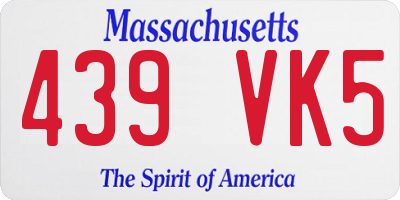 MA license plate 439VK5
