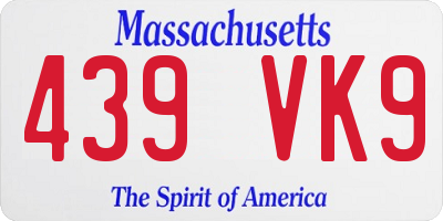 MA license plate 439VK9