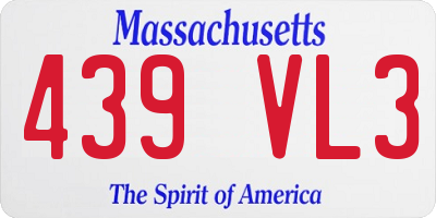MA license plate 439VL3