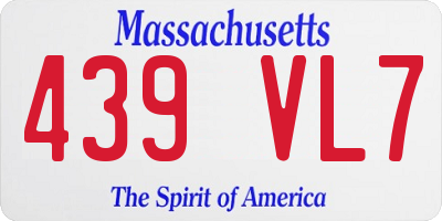 MA license plate 439VL7