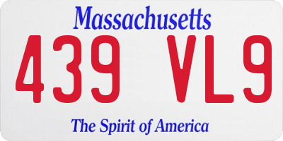 MA license plate 439VL9
