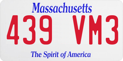 MA license plate 439VM3
