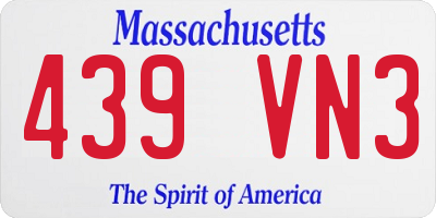 MA license plate 439VN3