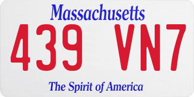 MA license plate 439VN7
