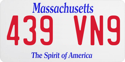 MA license plate 439VN9