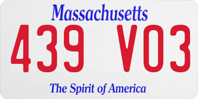 MA license plate 439VO3