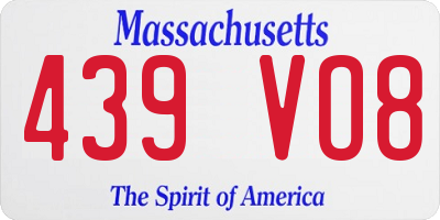 MA license plate 439VO8