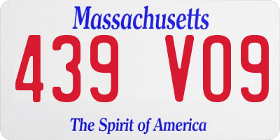MA license plate 439VO9