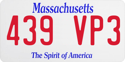 MA license plate 439VP3