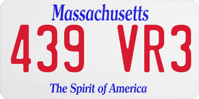 MA license plate 439VR3