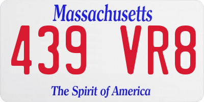 MA license plate 439VR8