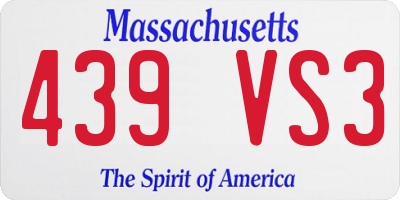 MA license plate 439VS3