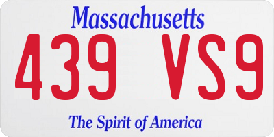 MA license plate 439VS9