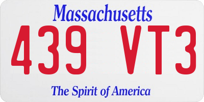 MA license plate 439VT3