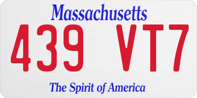 MA license plate 439VT7