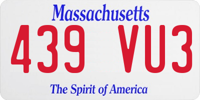 MA license plate 439VU3