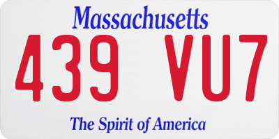 MA license plate 439VU7