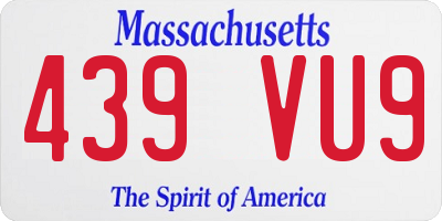MA license plate 439VU9